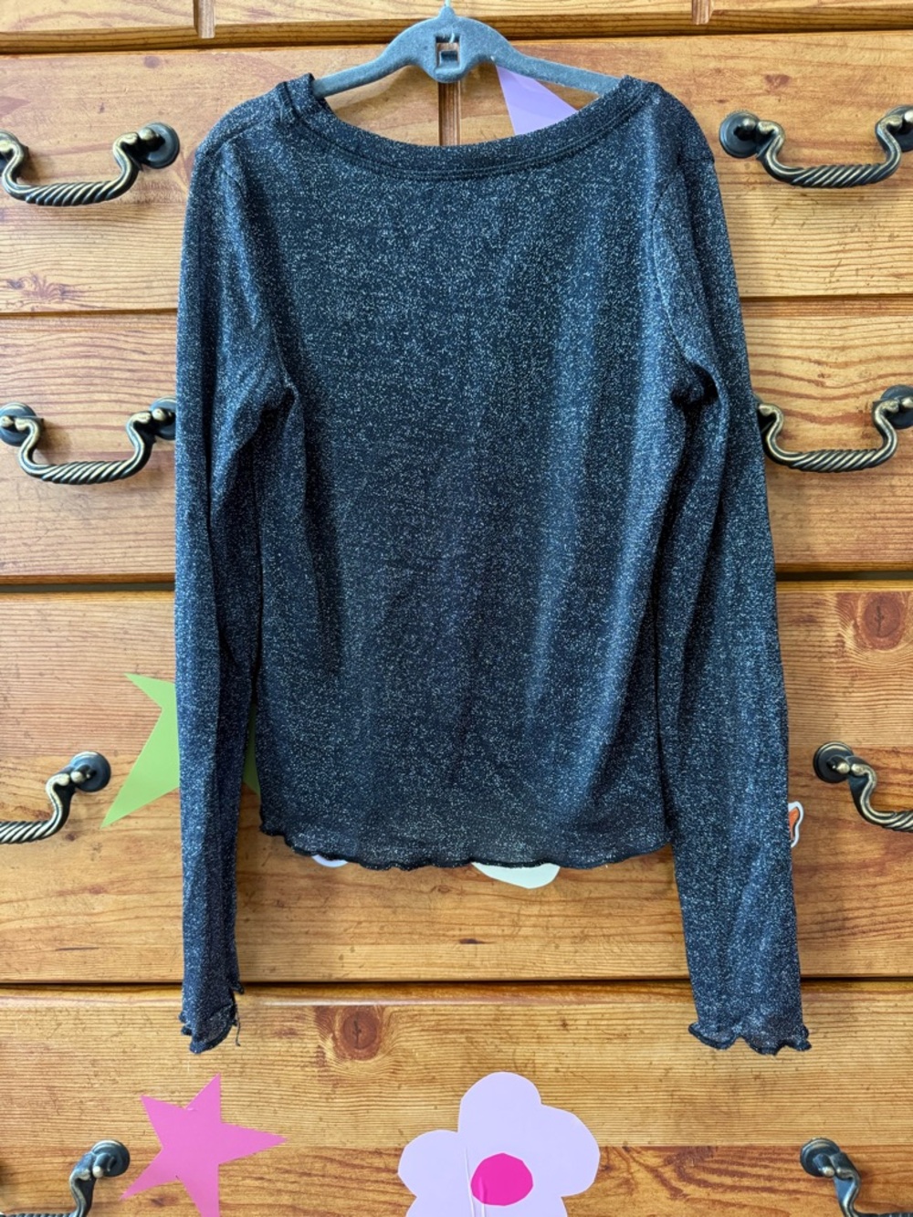 Sparkle Black Long-Sleeve Layering Top